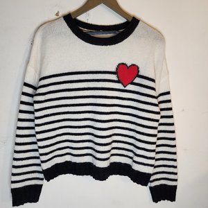 Rails Perci Bretton Heart Stripe Wool Cashmere Blend Lightweight Sweater, S
